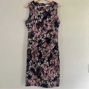 APRICOT Navy and Pink Floral Mini Dress Formal Floral Stretch XL Cinched Side